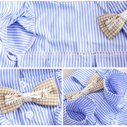 Pet Dog Clothes Bowknot Striped Shirts Thin Summer Blue Fashion Chihuahua Stripe Shirt for Small Dogs Clothing Wholesale