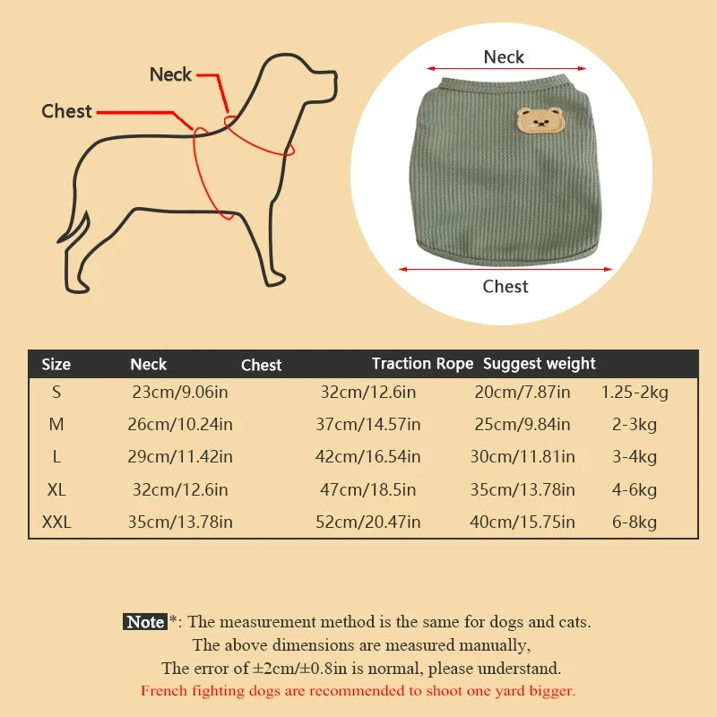 Dogs Thin Small Fashion Bear Vest Pet Dog Clothes Cat Solid T-shirt Clothing Chihuahua Summer Breathable Girl Pug Pet Vest York