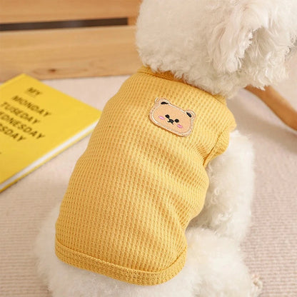 Dogs Thin Small Fashion Bear Vest Pet Dog Clothes Cat Solid T-shirt Clothing Chihuahua Summer Breathable Girl Pug Pet Vest York