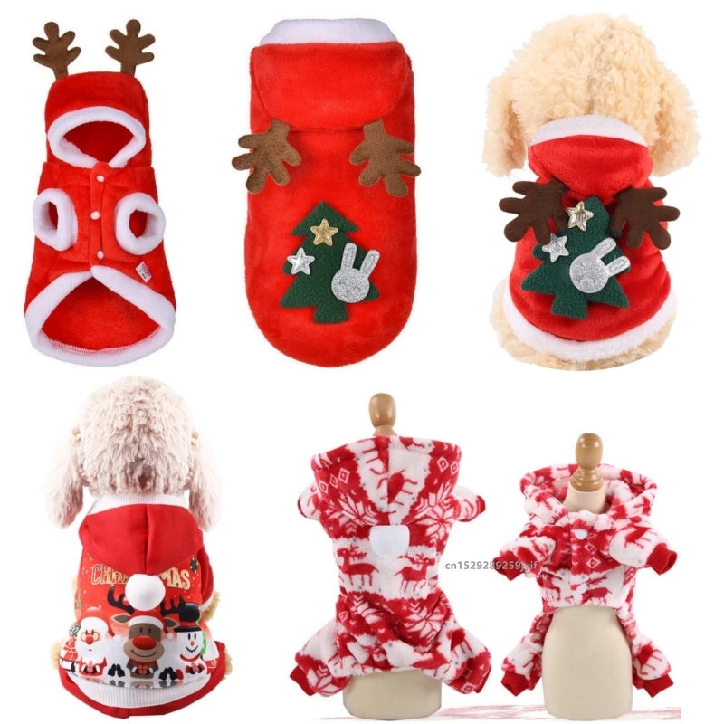 Winter Dog Christmas Jumpsuit Clothes Warm Pet Jacket Coat Costume for Small Medium Dogs Cats Overalls Puppy York Chihuahua