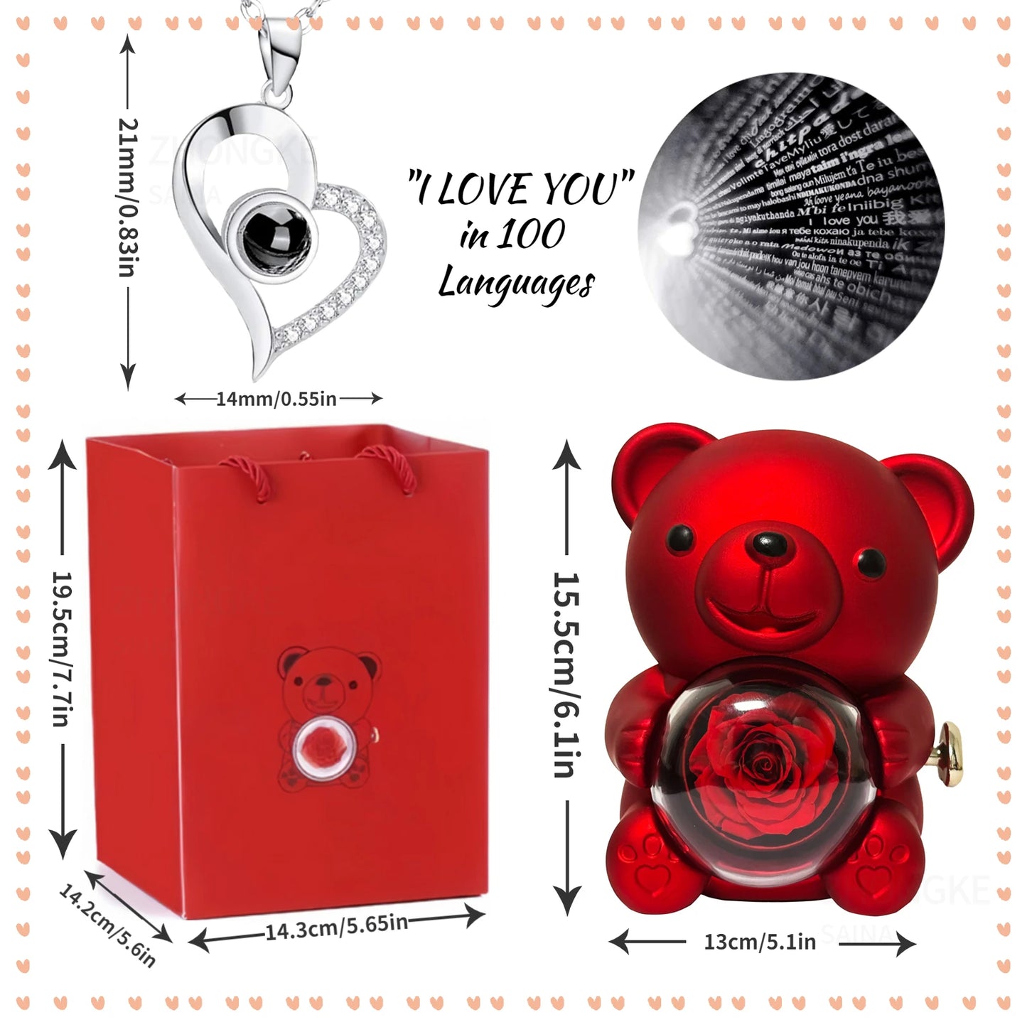 Eternal Rose Teddy Bear Gift Set