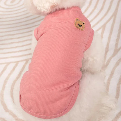 Dogs Thin Small Fashion Bear Vest Pet Dog Clothes Cat Solid T-shirt Clothing Chihuahua Summer Breathable Girl Pug Pet Vest York