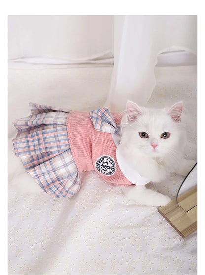 Cute Cat Clothes For Autumn Winter Warm Skin-Friendly Lovely Cats Clothing For Ragdoll Blue Cat Kitten Dress ropa para gato