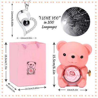 Eternal Rose Teddy Bear Gift Set